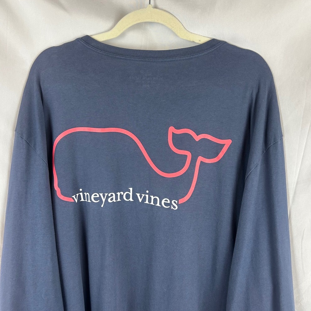 Vineyard Vine Mens 3XB Navy Blue Long Sleeve Whale Graphic Pocket T-Shirt Cotton - Picture 8 of 10